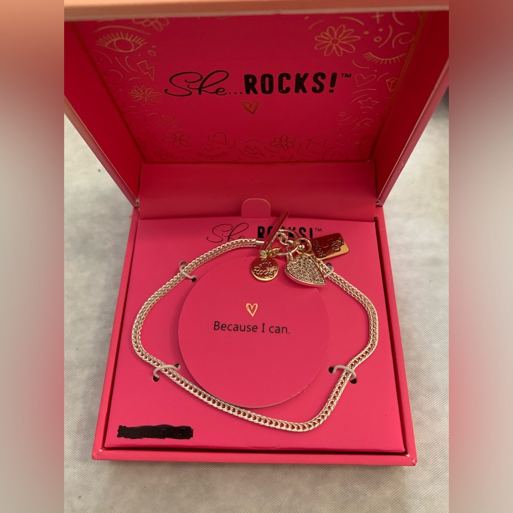 She Rocks Because I Can Bracelet Silver Plate